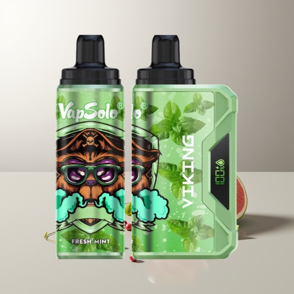 VapSolo VIKING 12000 Pūkų Vienkartinės Elektroninės Cigaretės Šviežios Mėtos Tipas-C 22ml 20mg/ml