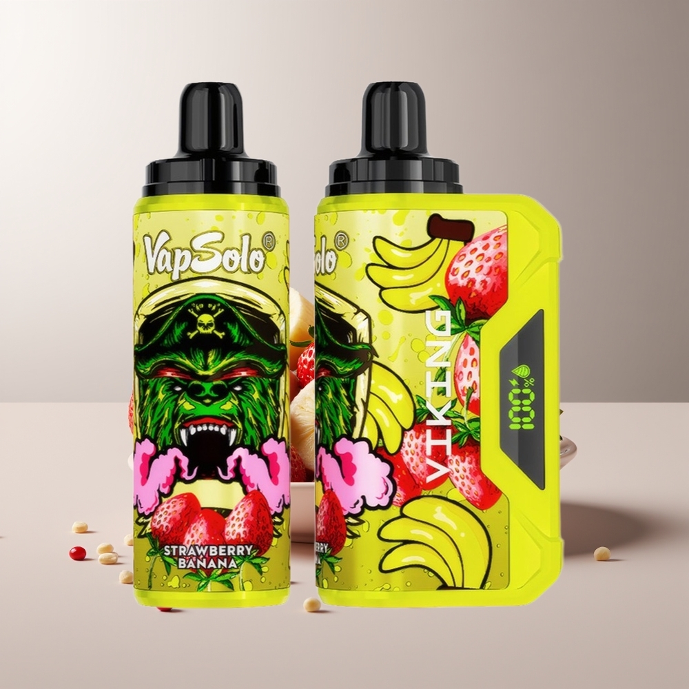 VapSolo VIKING 12000 Pufų Vienkartinės Elektroninės Cigaretės Braškių Bananų 22ml Type-C