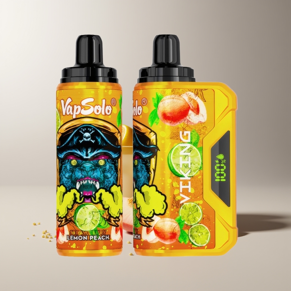 VapSolo VIKING 12000 Puffų Vienkartinis Vapas Citrina Persikas 22ml Type-C LED