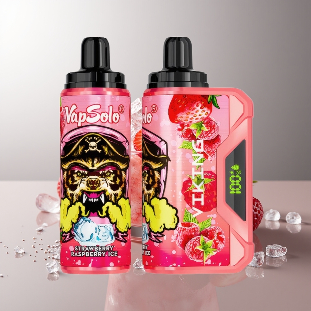 VapSolo VIKING 12000 Puffs Braškės Avietės Ledas 22ml Type-C Led Display
