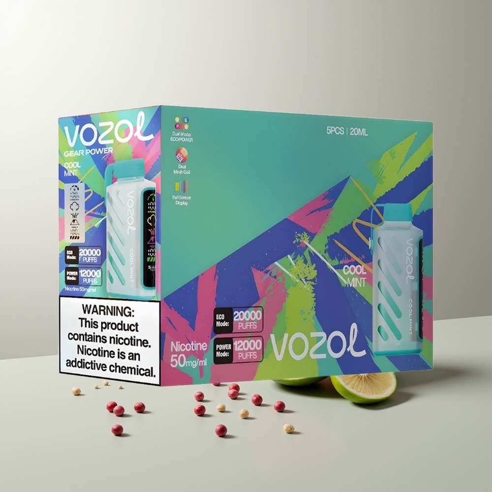 VOZOL Gear Power 20000 Pūkų 20mL Dvigubas Tinklas Šalta Mėta