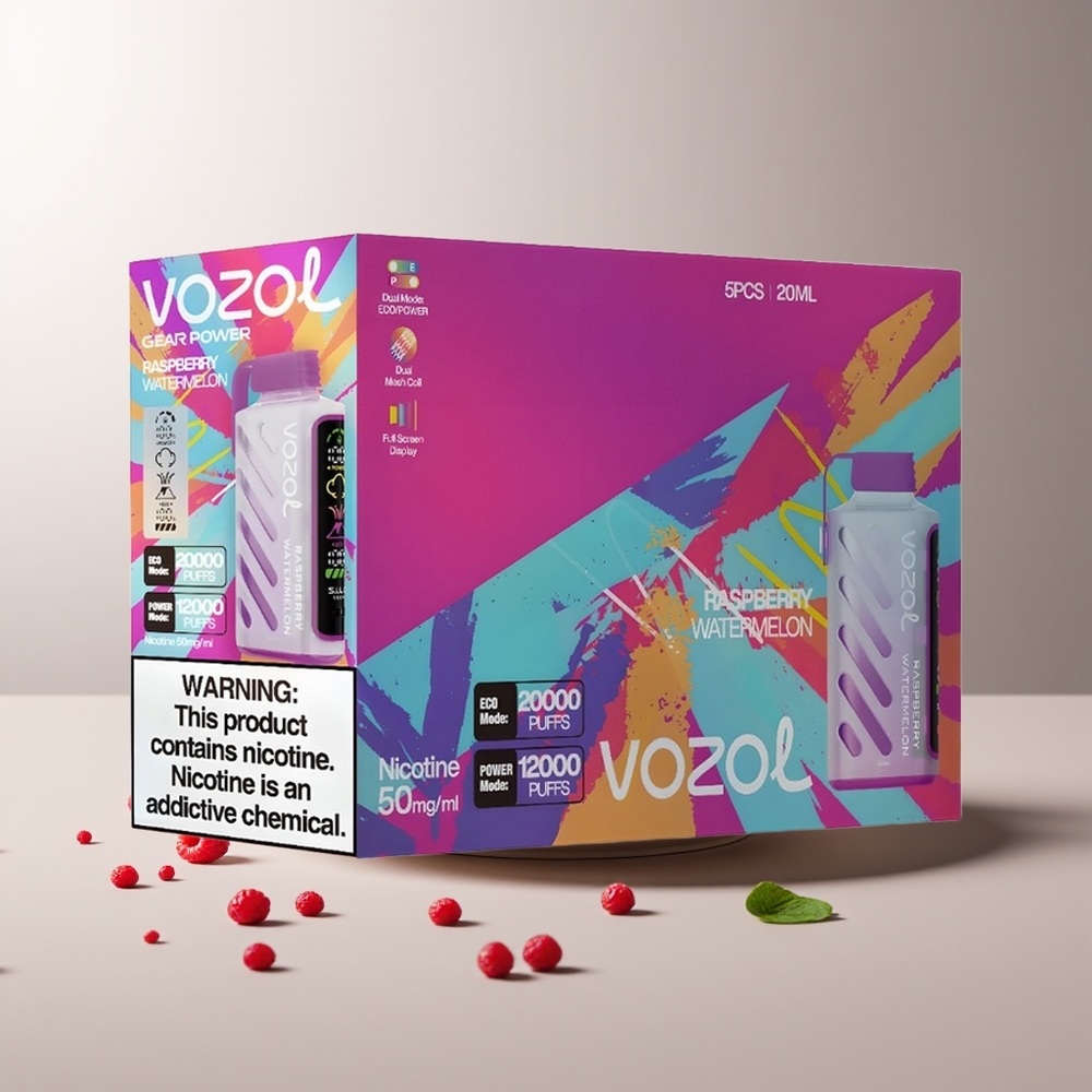 VOZOL Gear Power 20000 Pūkų Dvigubas Tinklas 20mL Avietės Arbūzas