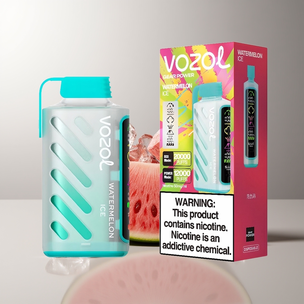 VOZOL Gear Power 20000 Pūkų Vienkartinės Elektroninės Cigaretės Arbūzu Ledas S.i.L.C. Tech Dual Mesh Coil 20mL