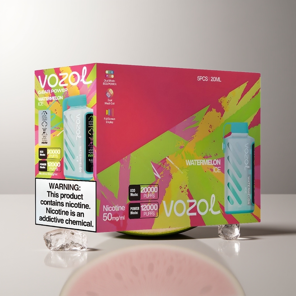 VOZOL Gear Power 20000 Pūkų Vienkartinės Elektroninės Cigaretės Arbūzu Ledas S.i.L.C. Tech Dual Mesh Coil 20mL