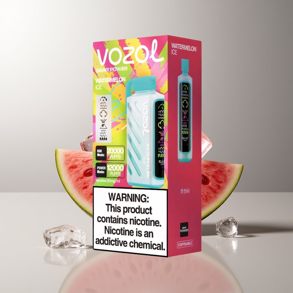 VOZOL Gear Power 20000 Pūkų Vienkartinės Elektroninės Cigaretės Arbūzu Ledas S.i.L.C. Tech Dual Mesh Coil 20mL