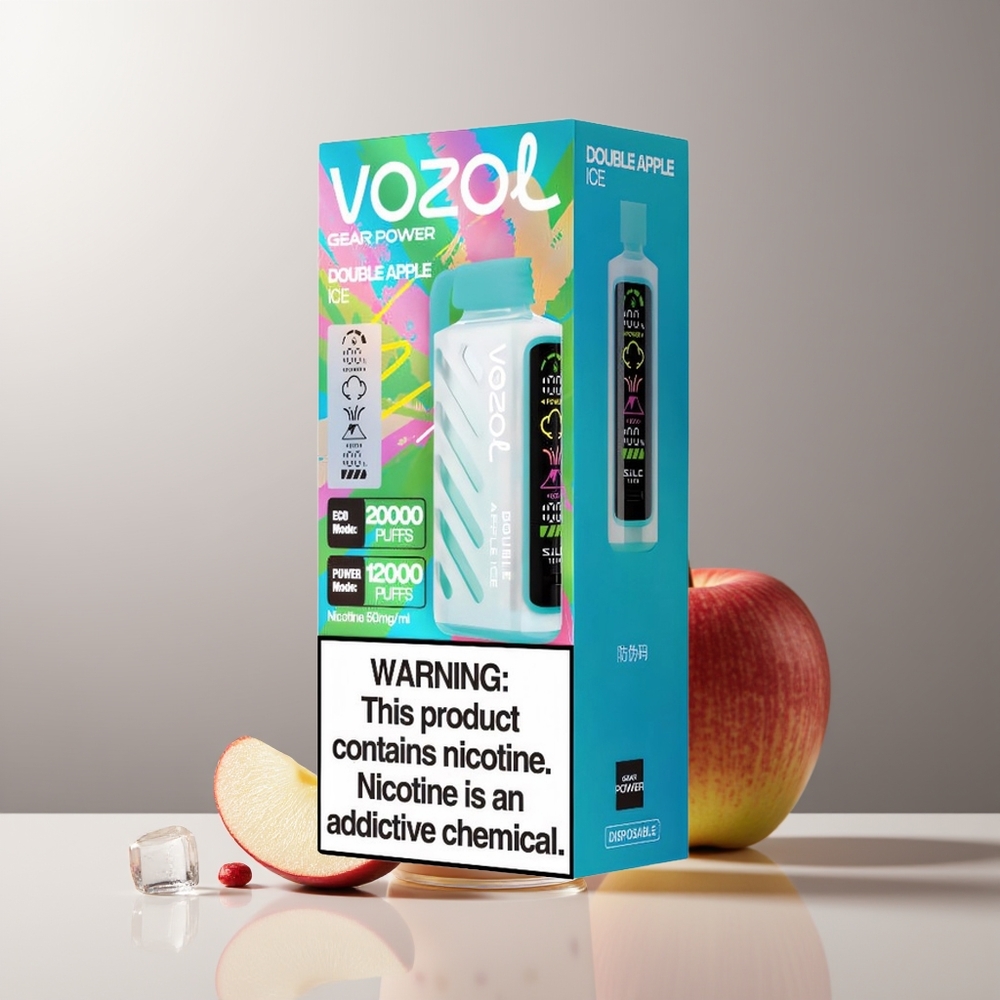 VOZOL Gear Power 20000 Pūsų Dviguba Obuolių Ledas Vienkartinės Elektroninės Cigaretės su S.i.L.C. Tech, Dual Mesh Coil ir 20mL