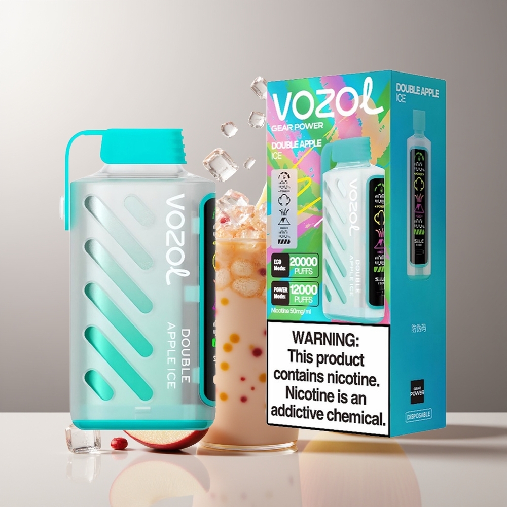 VOZOL Gear Power 20000 Pūsų Dviguba Obuolių Ledas Vienkartinės Elektroninės Cigaretės su S.i.L.C. Tech, Dual Mesh Coil ir 20mL