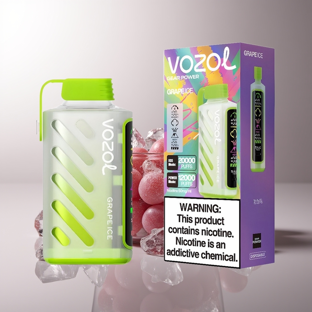 VOZOL Gear Power 20000 Puffų Vienkartinės Elektroninės Cigaretės Vynuogių Ledas S.i.L.C. Tech Dual Mesh Coil 20mL