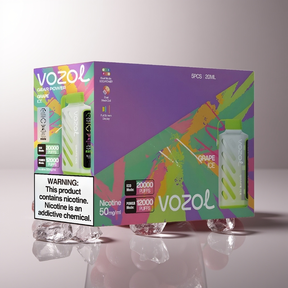 VOZOL Gear Power 20000 Puffų Vienkartinės Elektroninės Cigaretės Vynuogių Ledas S.i.L.C. Tech Dual Mesh Coil 20mL