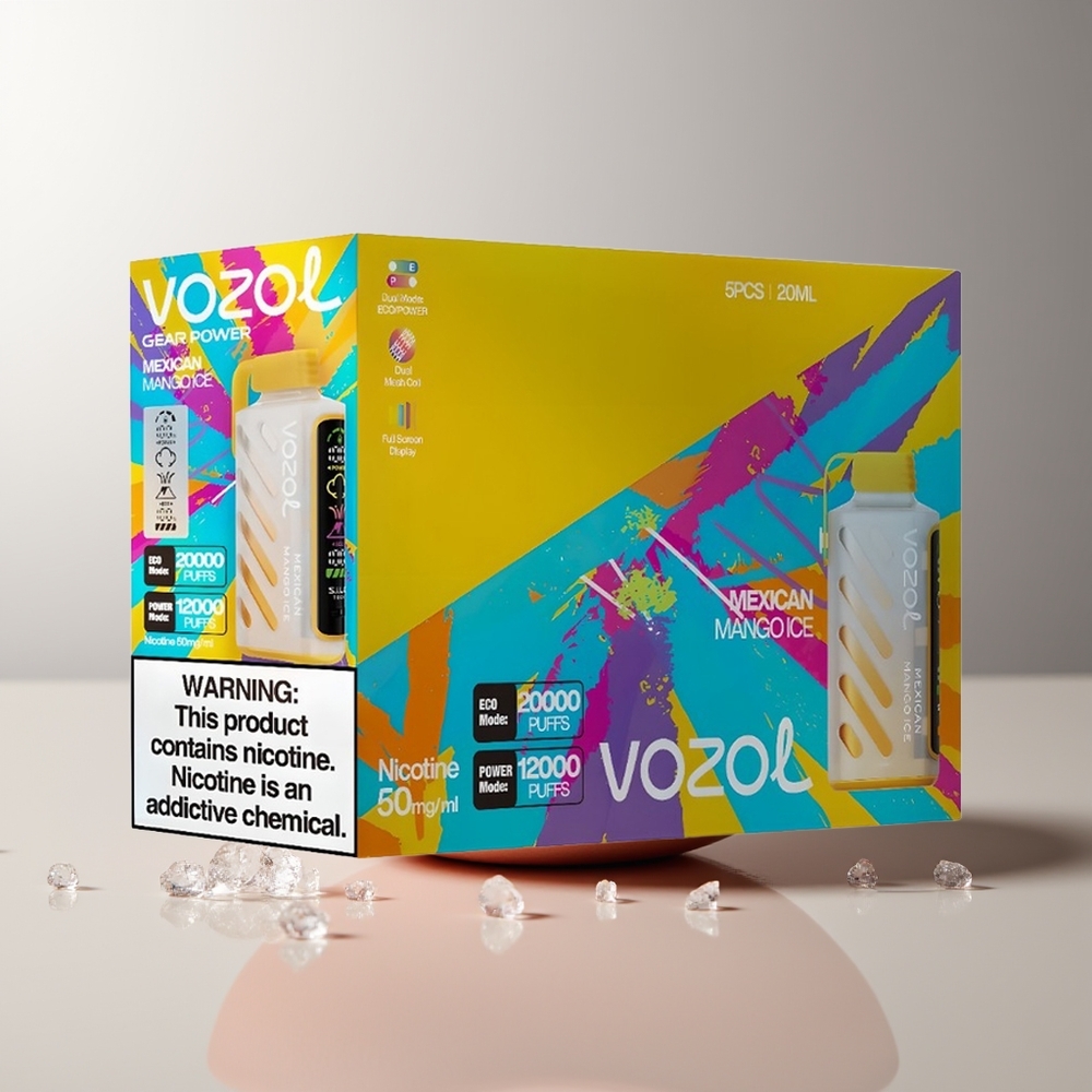 VOZOL Gear Power 20000 Puffs Vienkartinės Elektroninės Cigaretės Meksikietiškas Mango Ledas S.i.L.C. Tech Dual Mesh Coil 20mL