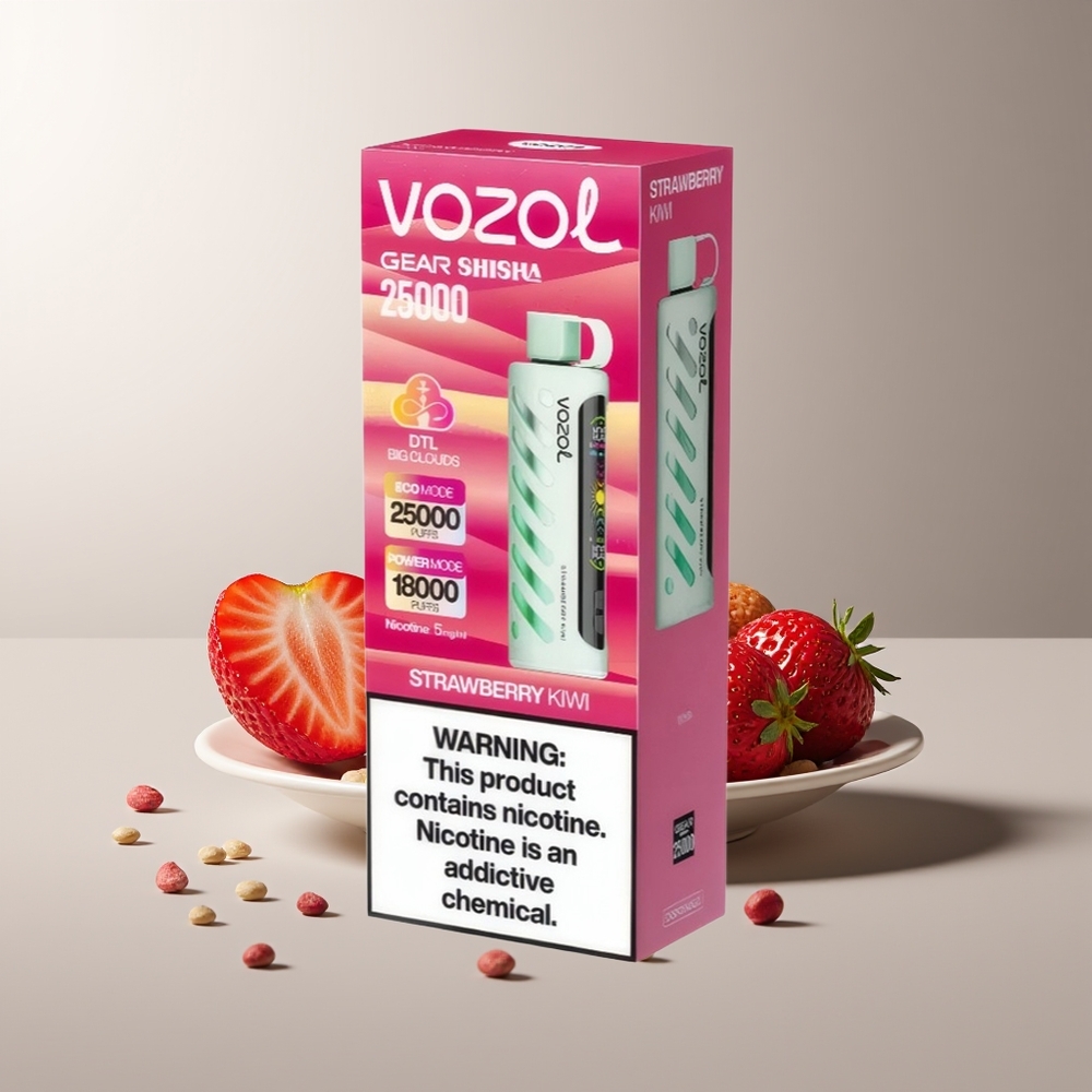 VOZOL Gear Shisha 25000 Pūkų Braškių Kiwi S.i.L.C Tech Dual Mesh Dual Modes