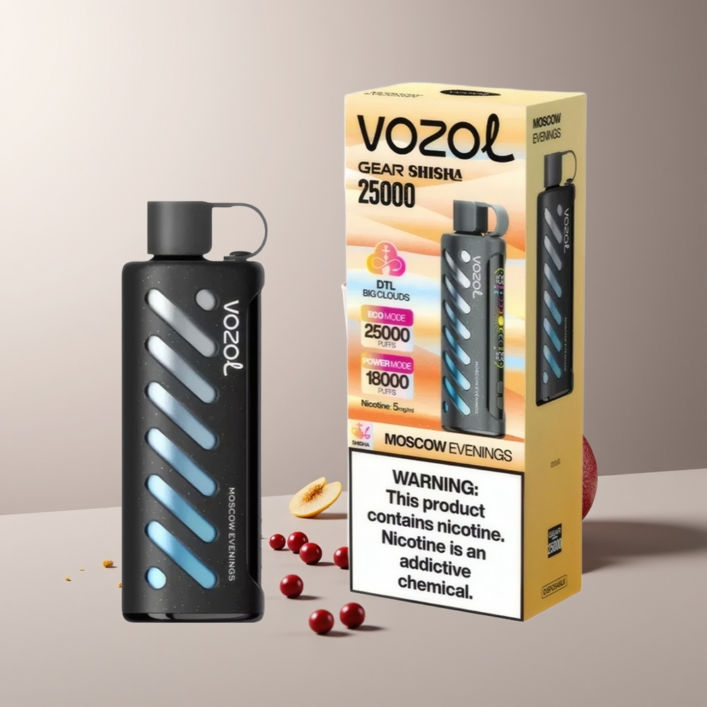 VOZOL Gear Shisha 25000 Pūkų Dvigubas Tinklas Maskvos Vakarais S.i.L.C Tech 5mg/ml