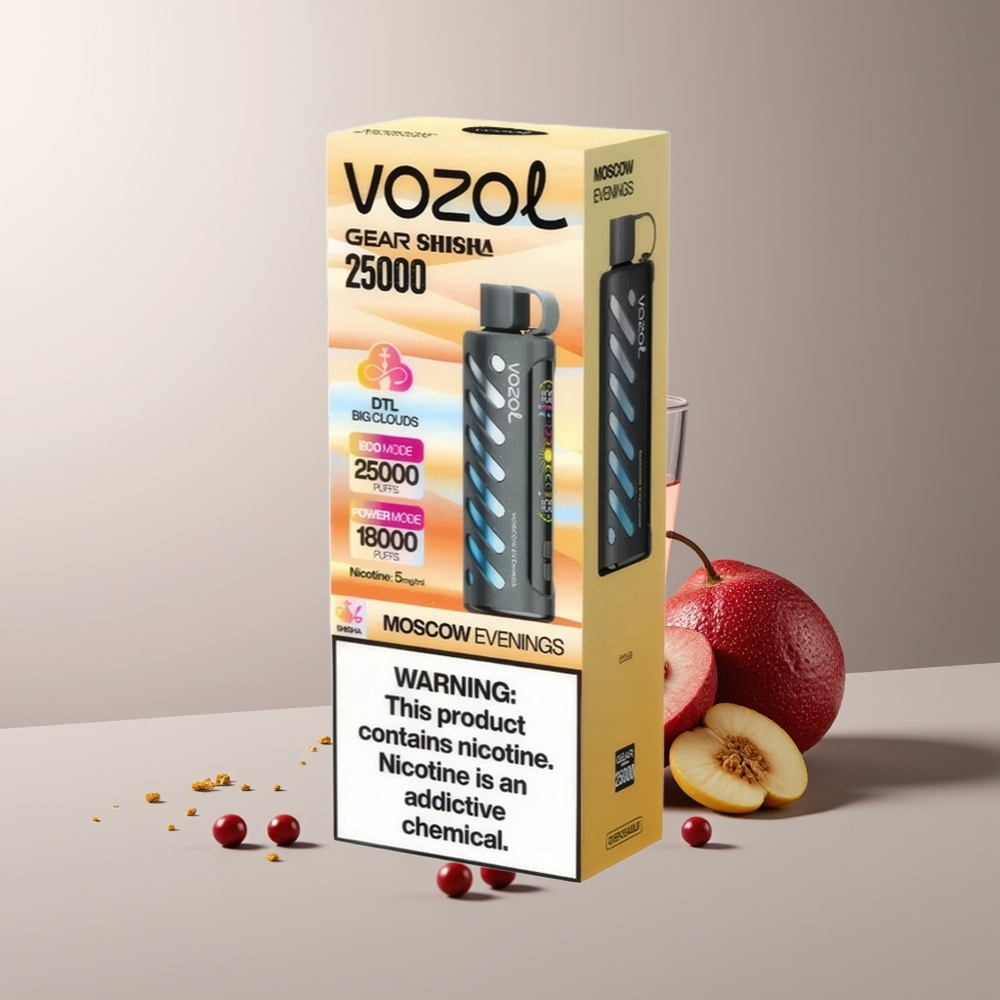 VOZOL Gear Shisha 25000 Pūkų Dvigubas Tinklas Maskvos Vakarais S.i.L.C Tech 5mg/ml