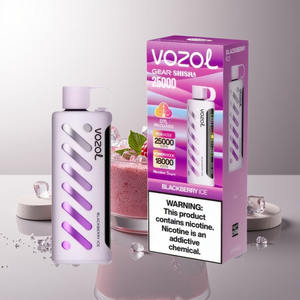 VOZOL Gear Shisha 25000 Pūkų Juodųjų Serbentų Ledas S.i.L.C Tech Dual Mesh Dual Modes 5mg/ml