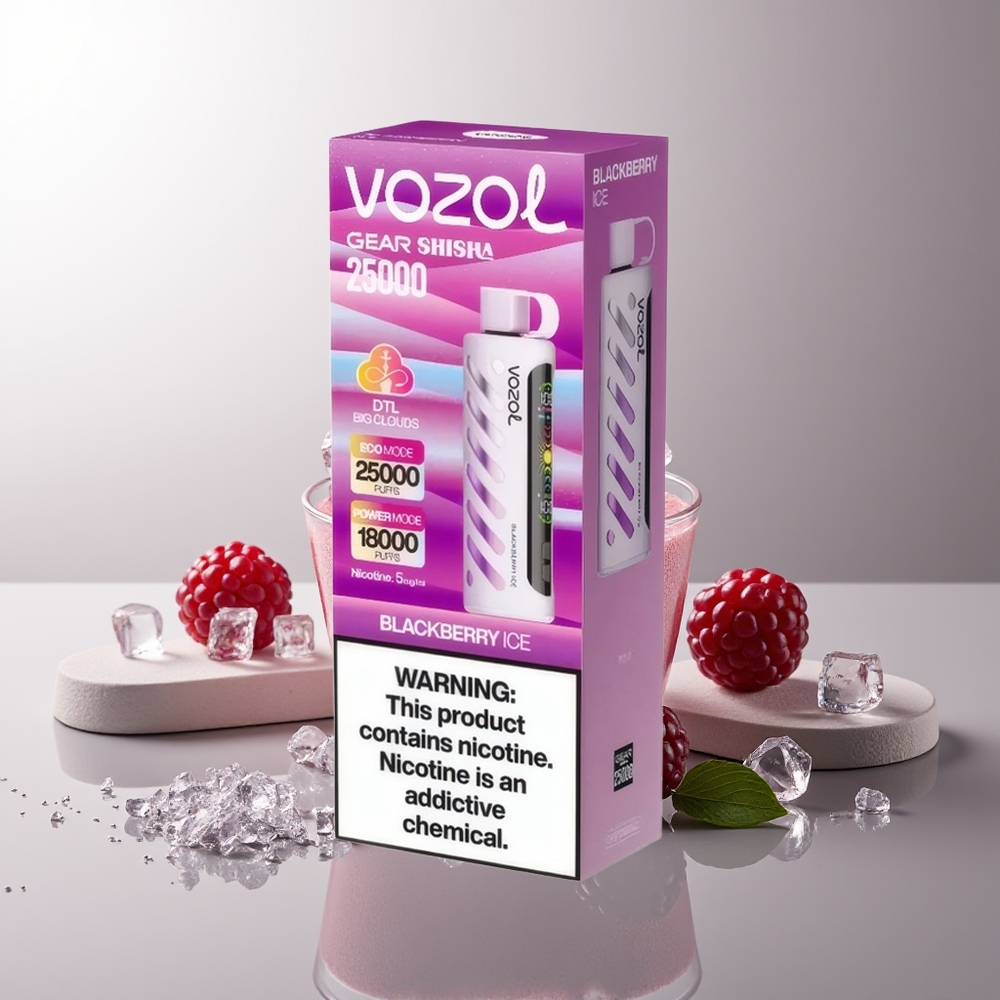 VOZOL Gear Shisha 25000 Pūkų Juodųjų Serbentų Ledas S.i.L.C Tech Dual Mesh Dual Modes 5mg/ml