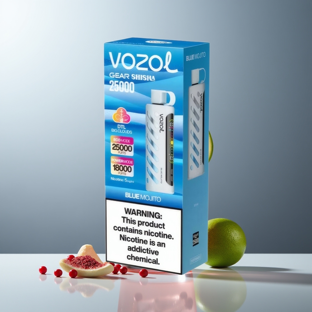VOZOL Gear Shisha 25000 Pūkų Mėlynasis Mojito S.i.L.C Tech Dual Mesh Dual Modes