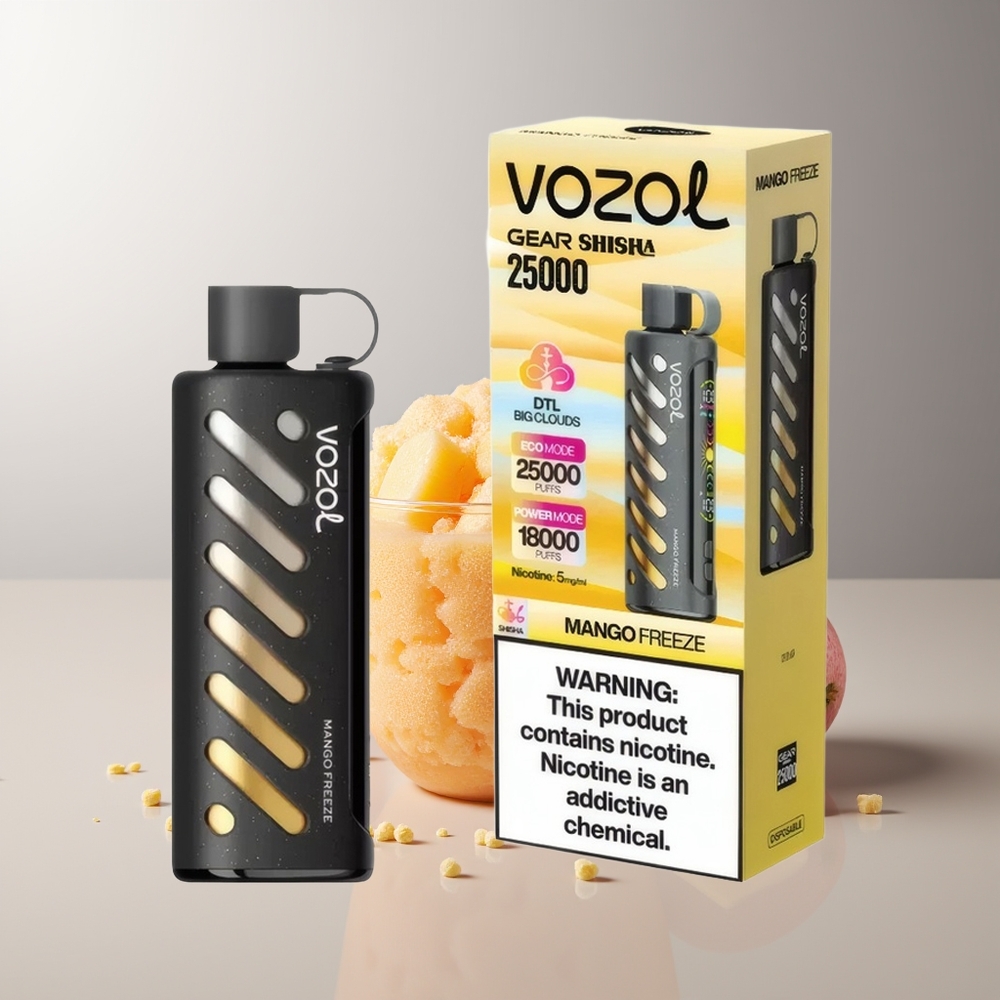 VOZOL Gear Shisha 25000 Pūkų Mango Šaltis S.i.L.C Tech Dual Mesh 1000mAh
