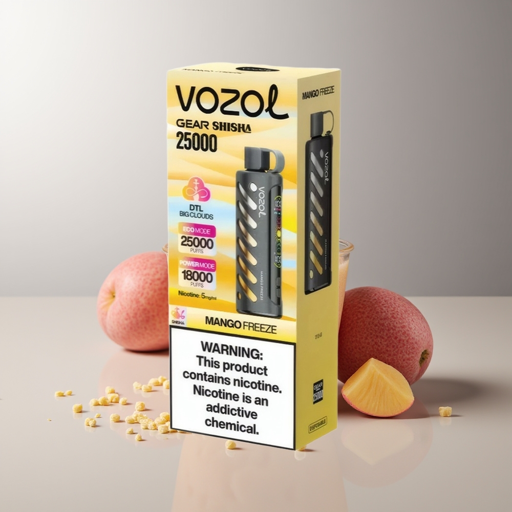 VOZOL Gear Shisha 25000 Pūkų Mango Šaltis S.i.L.C Tech Dual Mesh 1000mAh