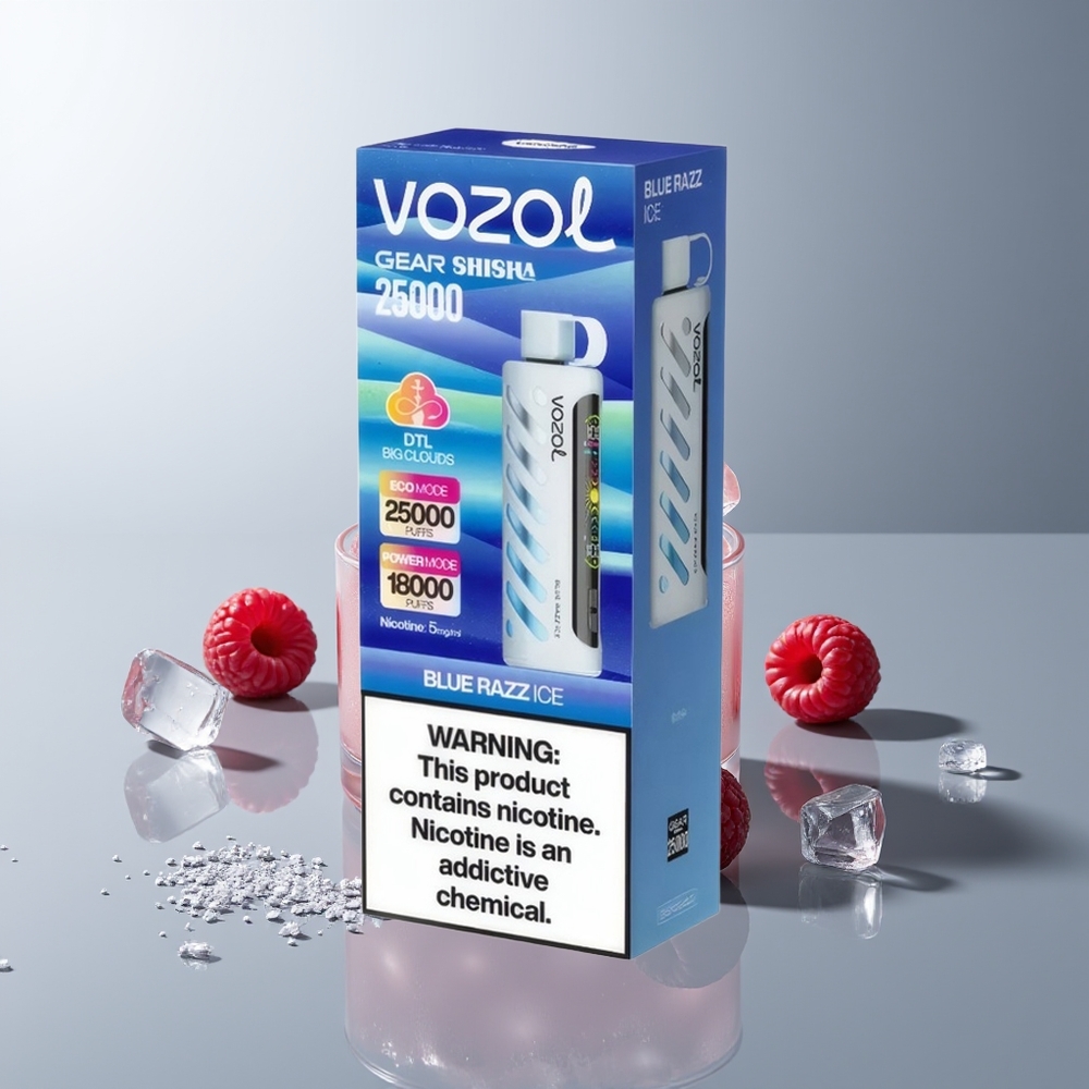 VOZOL Gear Shisha 25000 Puffų Mėlynųjų Serbentų Ledas Shisha S.i.L.C Tech Dviguba Dėžutė 1000mAh