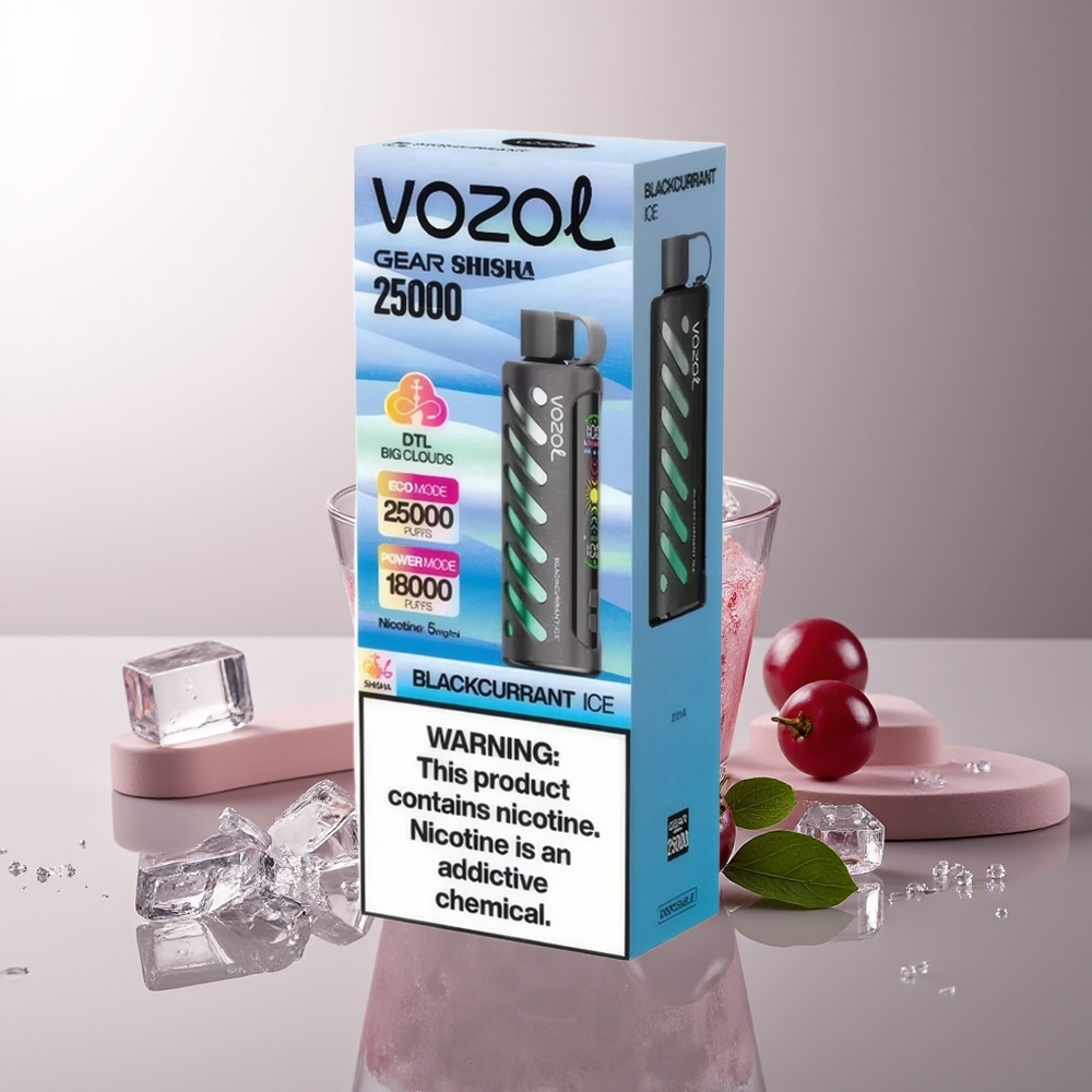 VOZOL Gear Shisha 25000 Puffs Dviguba Tinklelio Dviguba Veiksena 1000mAh Juodosios Serbentos Ledas
