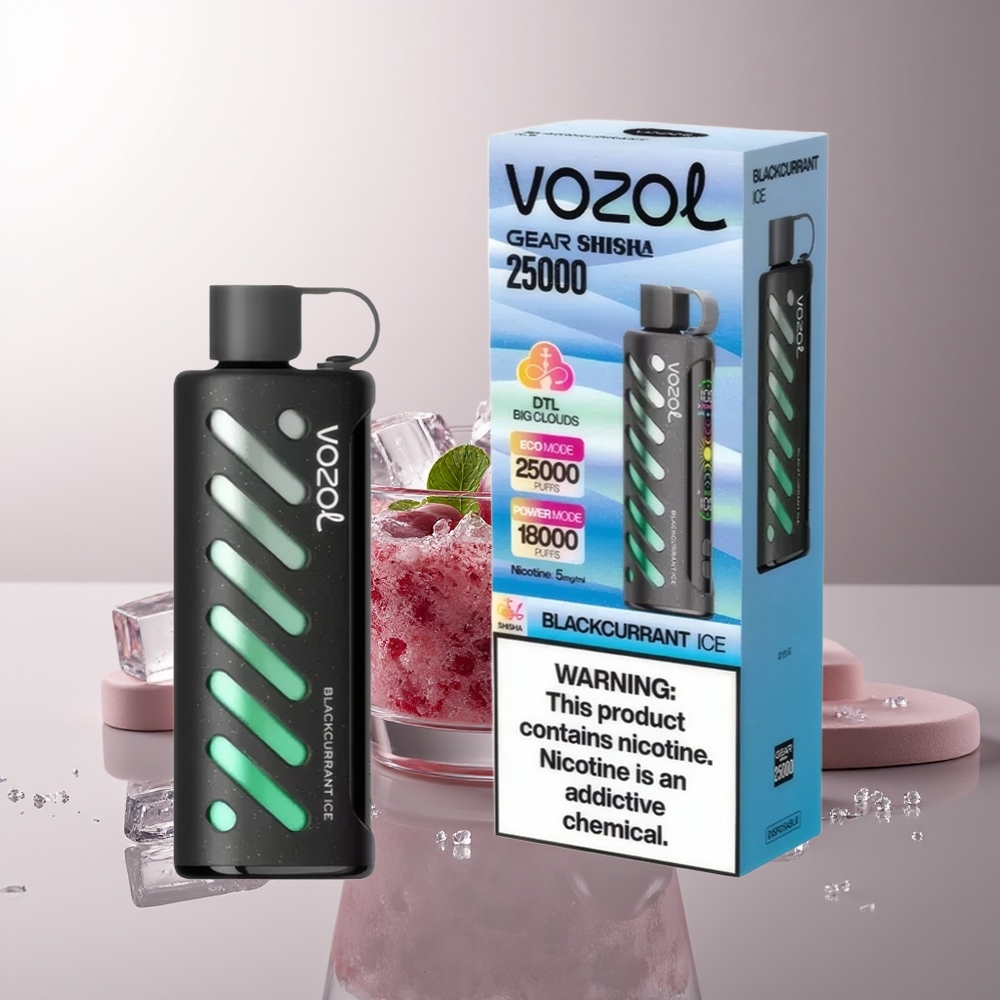 VOZOL Gear Shisha 25000 Puffs Dviguba Tinklelio Dviguba Veiksena 1000mAh Juodosios Serbentos Ledas