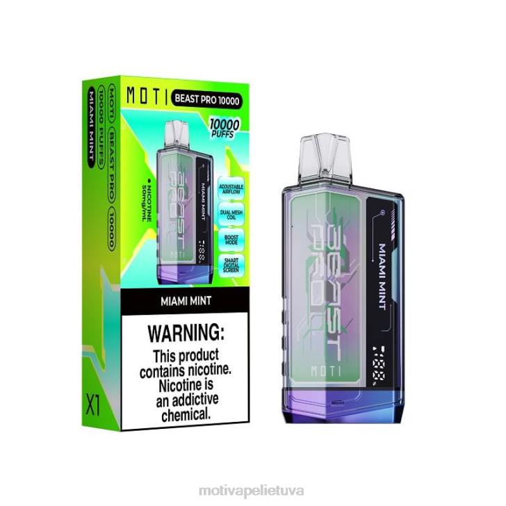 MOTI Vape Disposable T06644 | MOTI Beast Pro vienkartiniai garai (5%, 10000 įkvėpimų) šviežių mėtų
