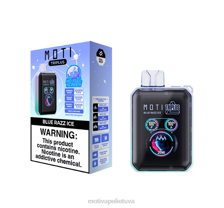 MOTI Vape Refill Lietuva T0665 | MOTI Triplus 20 000 vienkartinių garų (5%, 20 000 įkvėpimų) Majamio mėtų